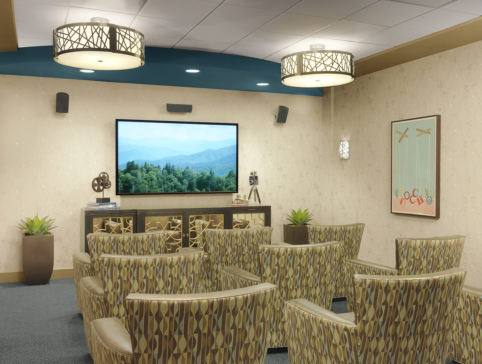 The theater at Kingswood Senior Living Located in Kansas City, MO.