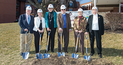 Staff members getting ready for the ground breaking at Kingswood Senior Living Located in Kansas City, MO.