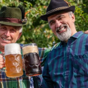 Two men enjoying drinks